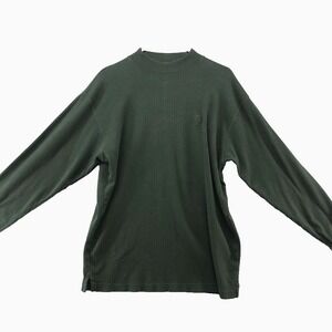 Vintage Izod‎ Dark Green Long Sleeve Knit High Neck Shirt Size S Mens Casual